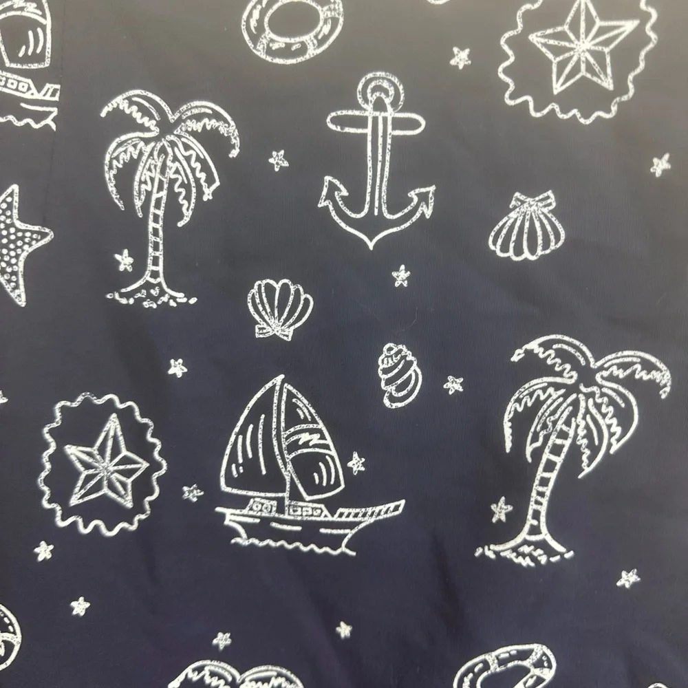 Breeches Navy Blue Nautical Beach Palm Tree Anchor Vintage Vacation Wrap Skirt S